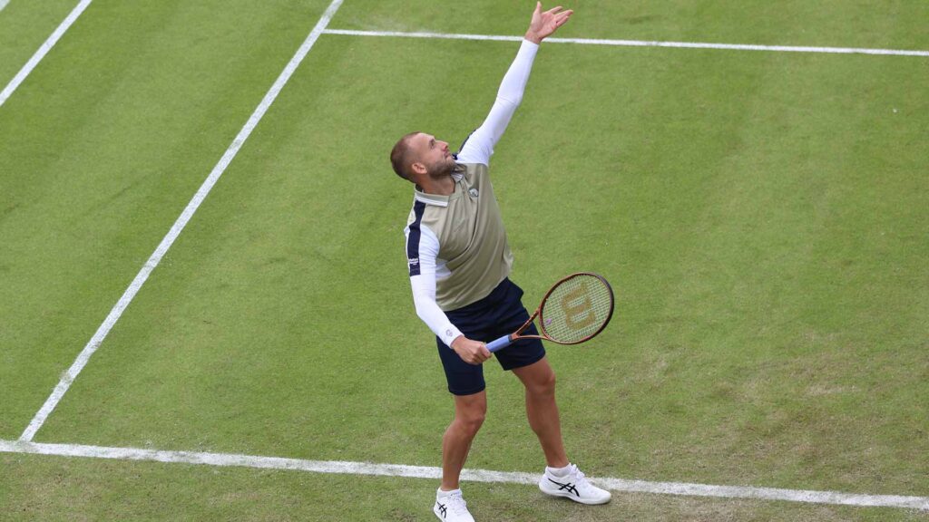 Daniel Evans and Murphy Cassone prepare for their thrilling match at the Lexus Birmingham Open on grass courts.